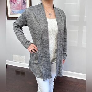 dana buchman light gray open front cardigan size M